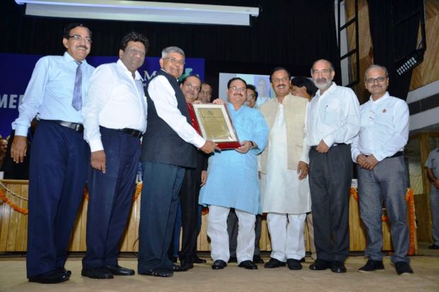 Medical Excellence Award to Dr Ajay Kumar of Paras HMRI Hospital by Union Minister J P Nadda on Doctors’ Day