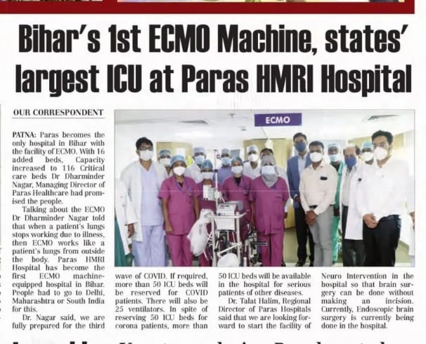 Paras HMRI Hospital, Patna Launches New ICU and ECMO Machine